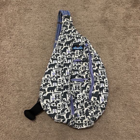 KAVU Women's Patterned Sling Bag - Black and White - Picture 1 of 6